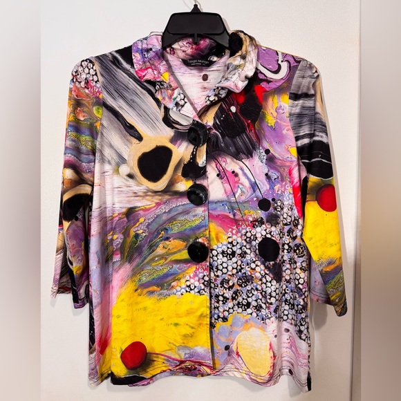 Vibrant Artistic Button-Down Shirt - Picture 1 of 6